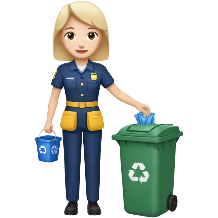 full body housekeeper open trash can and put the trash emoji