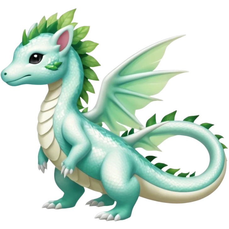 Shiny Sparkly beautiful gorgeous ethereal Scaley Exotic Shaymin-Salandit-Aurorus-Dragonair-Fakémon-hybrid-creature (full body) emoji