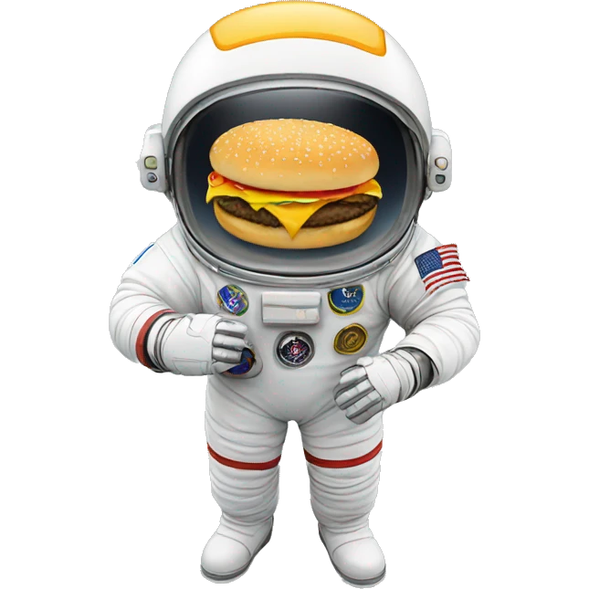 Astronaut holding a cheeseburger emoji