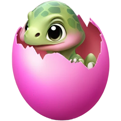Baby dinosaur hatching from a pink egg emoji