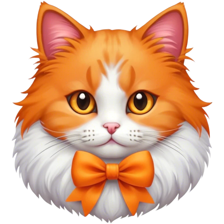 Cute fluffy cat with a bow emoji