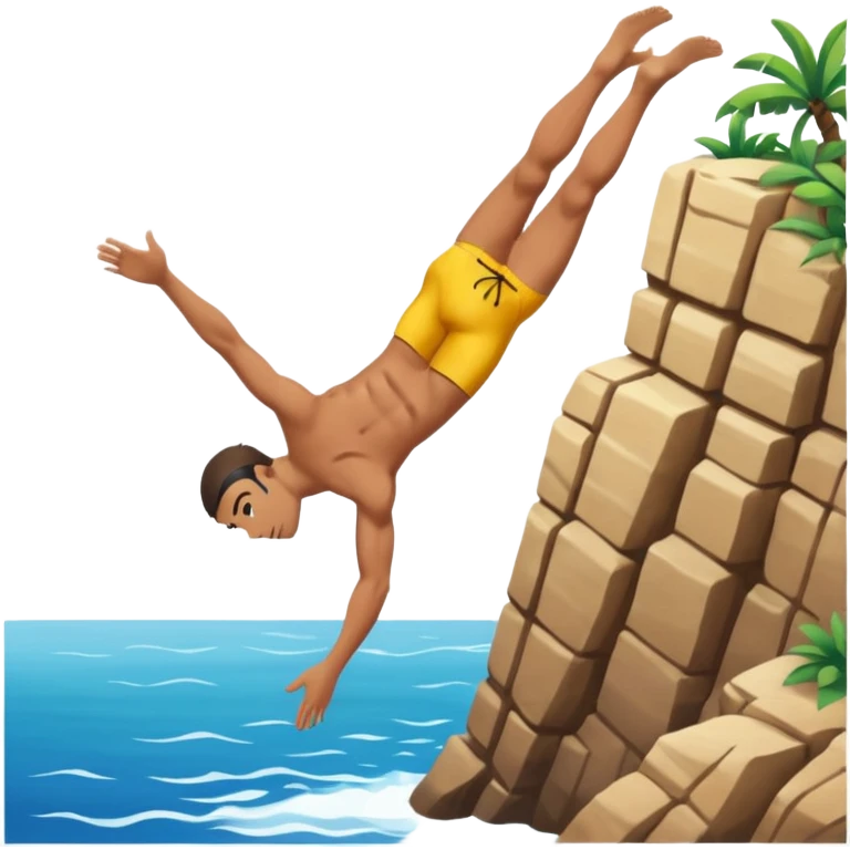 man diving off of a cliff emoji