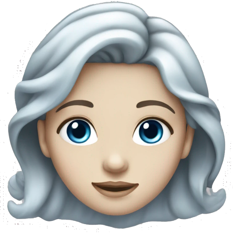 Pale girl with black wavy hair and blue eyes emoji