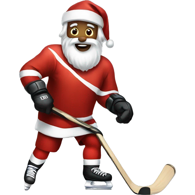 Santa playing hockey emoji
