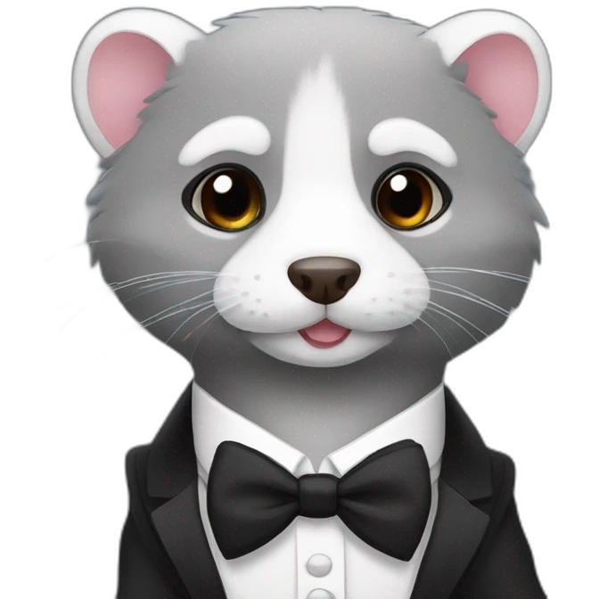 Gray Ferret in a tuxedo emoji