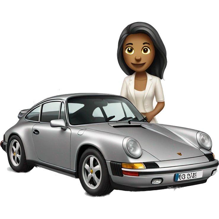 Porsche with woman in emoji