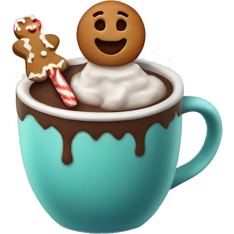 hot cocoa with little gingerbread man in the cup emoji