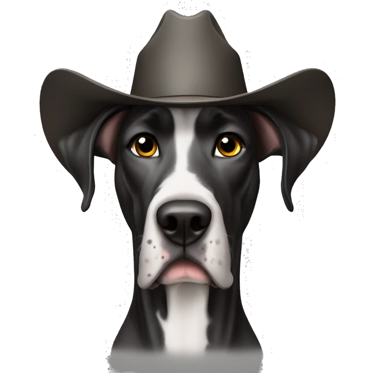 Great Dane wearing a cowboy hat emoji