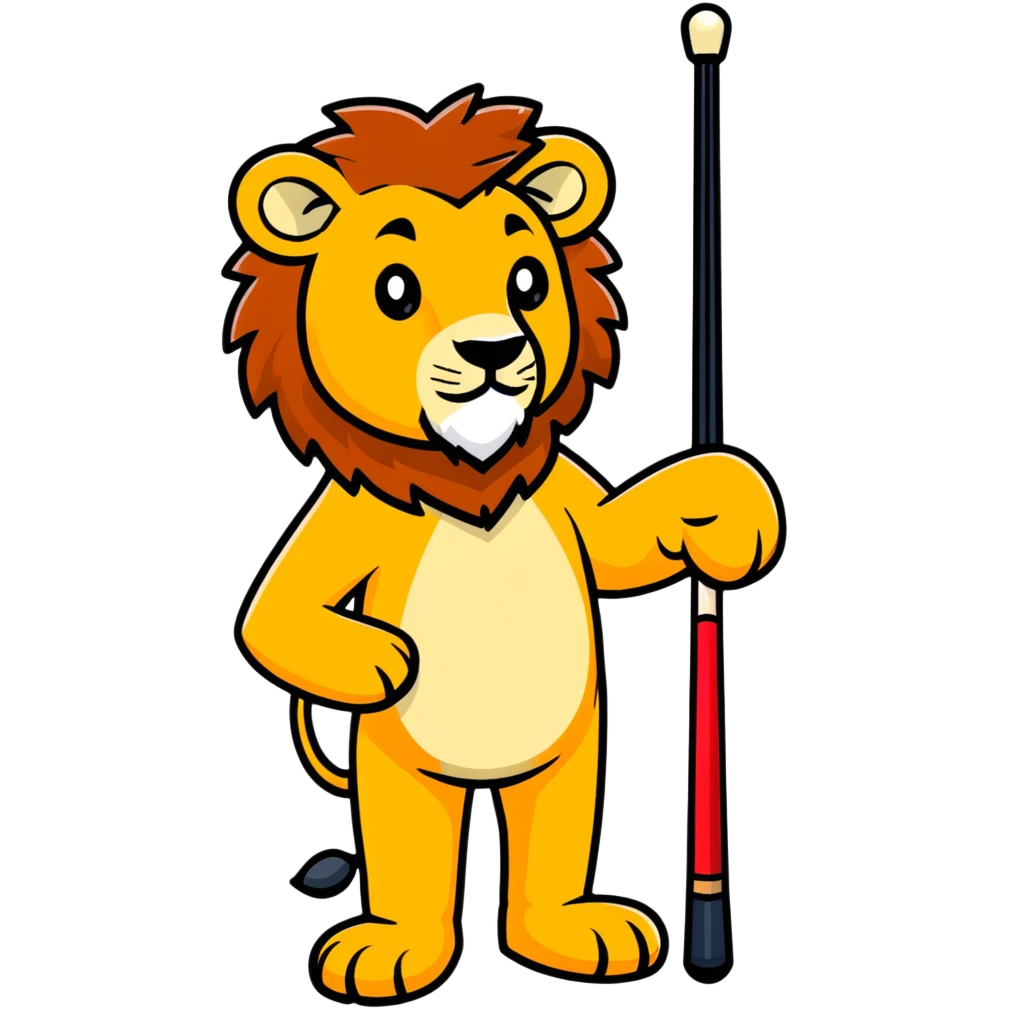 Lion holding a pool cue emoji