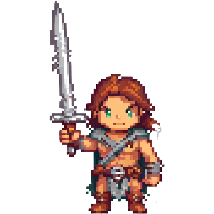 A barbarian waving a sword in greeting emoji