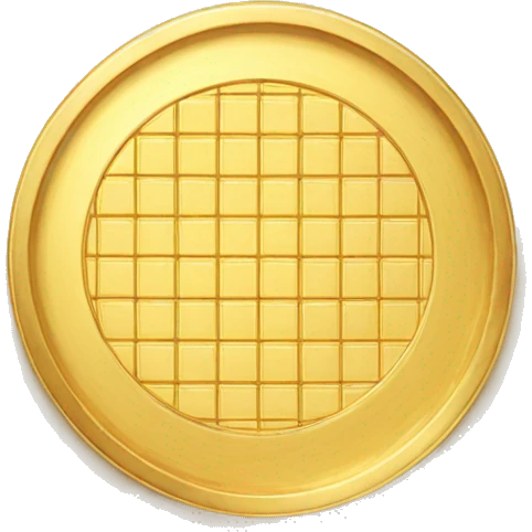 A circle wafer in a small gold plate emoji