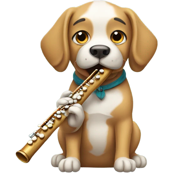 Dog playing the flute emoji