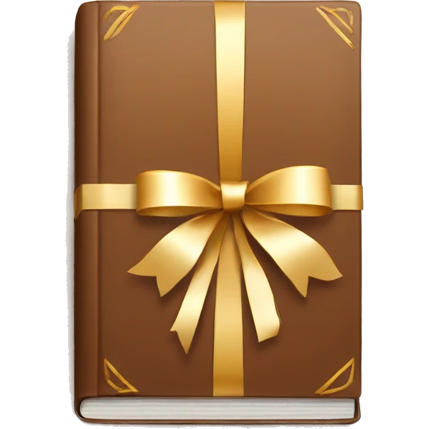 beautiful brown books tied with gift ribbon emoji