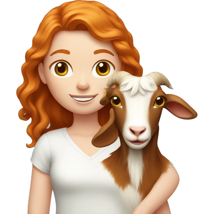 Ginger girl with a goat emoji
