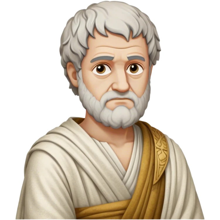 Cinematic Realistic portrait of Aristotle the philosopher, depicted as a wise, contemplative figure in detailed ancient Greek attire, with a textured draped robe and thoughtful expression, bathed in soft classical lighting that highlights his timeless intellect. emoji