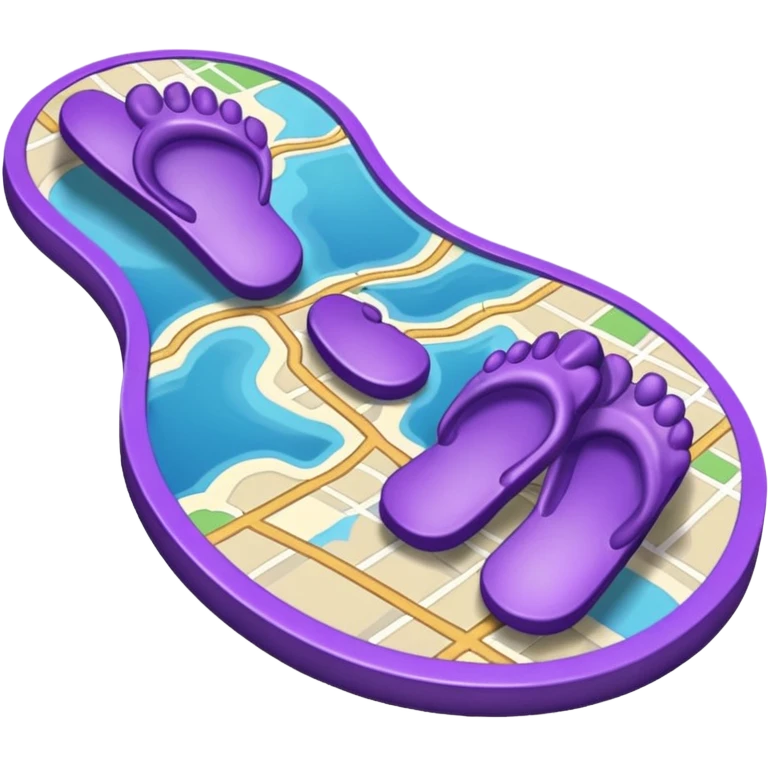 "Forty-two purple footsteps moving across a map inside an open house." emoji