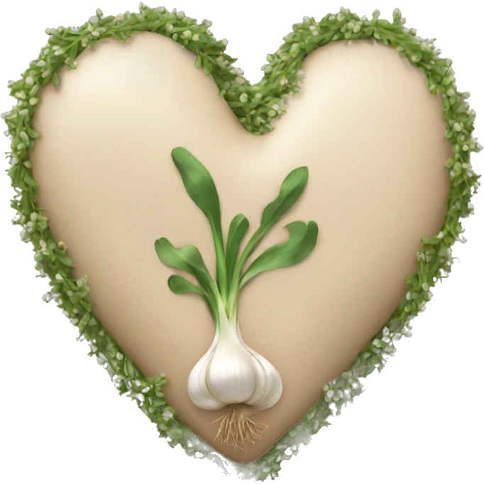 beige heart adorned with garlic garland emoji