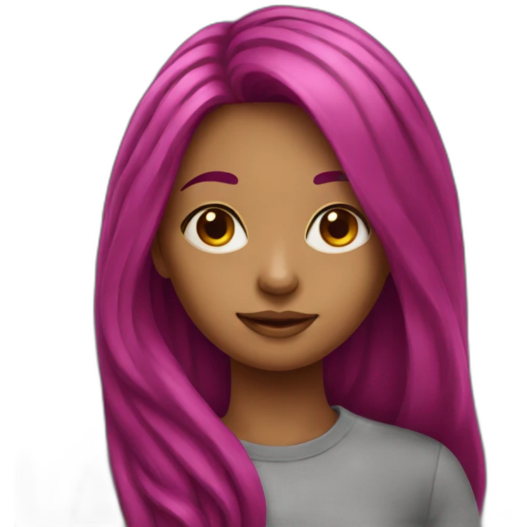 Girl with long magenta hair emoji