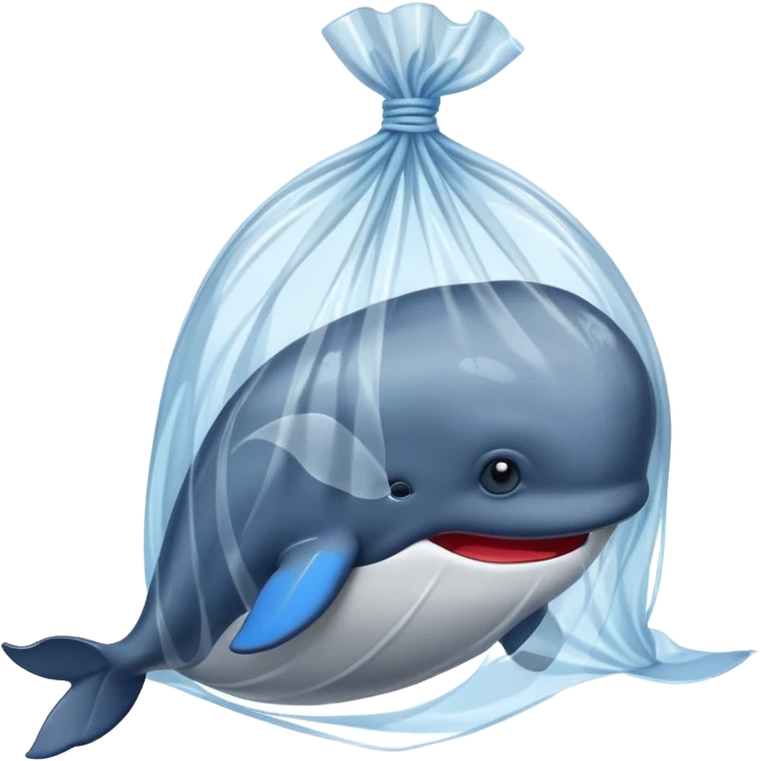 whale stuck in plastic waste bag emoji