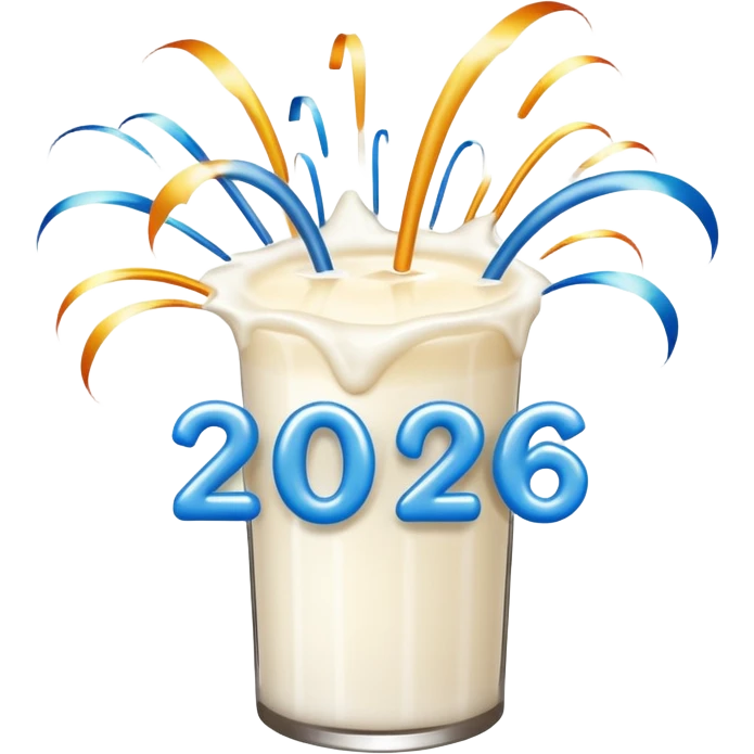 Fire works made of milk for the new year that say 2026 emoji