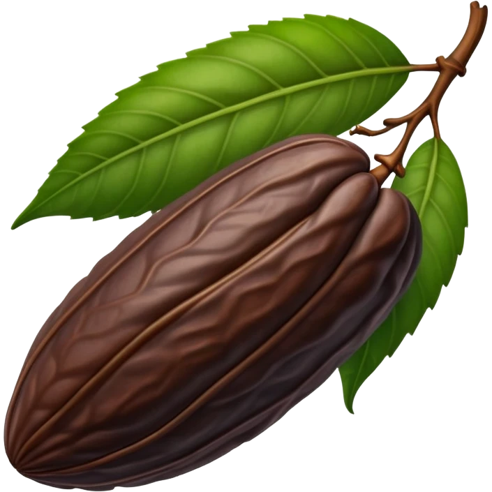 single tonka bean with a green leaf emoji
