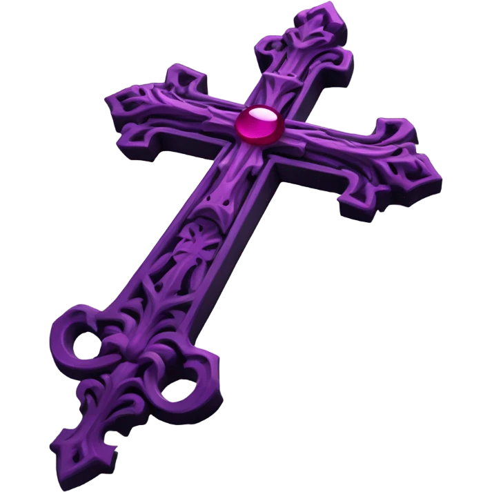 Gothic aesthetic cross in dark purple with dark pink accents  emoji