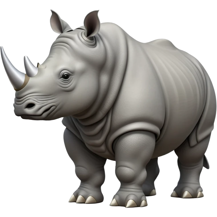 cinematic-rhino--full-body-standing-emoji,-massive-armored-body-poised-powerfully,-thick-horn-curving-slightly-forward,-head-tilted-dramatically,-rough-grey-hide-covered-in-dust,-simplified-yet-realistic-focused-features emoji