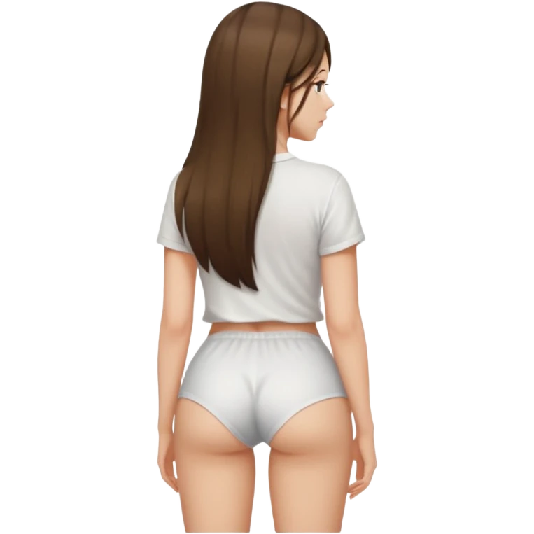 Naked but wearing shirt emoji girl full body no underwear butt turned around  no pants head facing back no underwear bare butt cheeks emoji