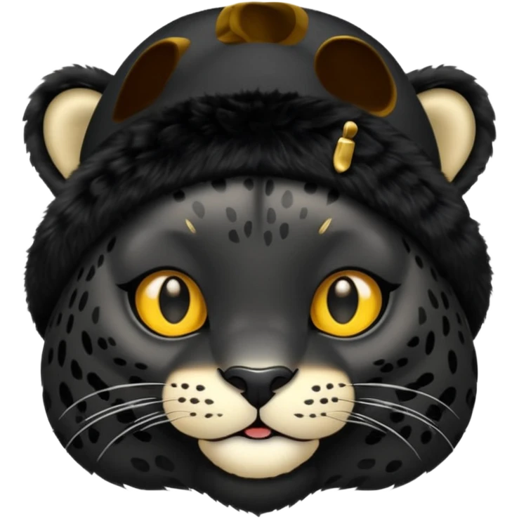 A black jaguar wearing a baby hat emoji