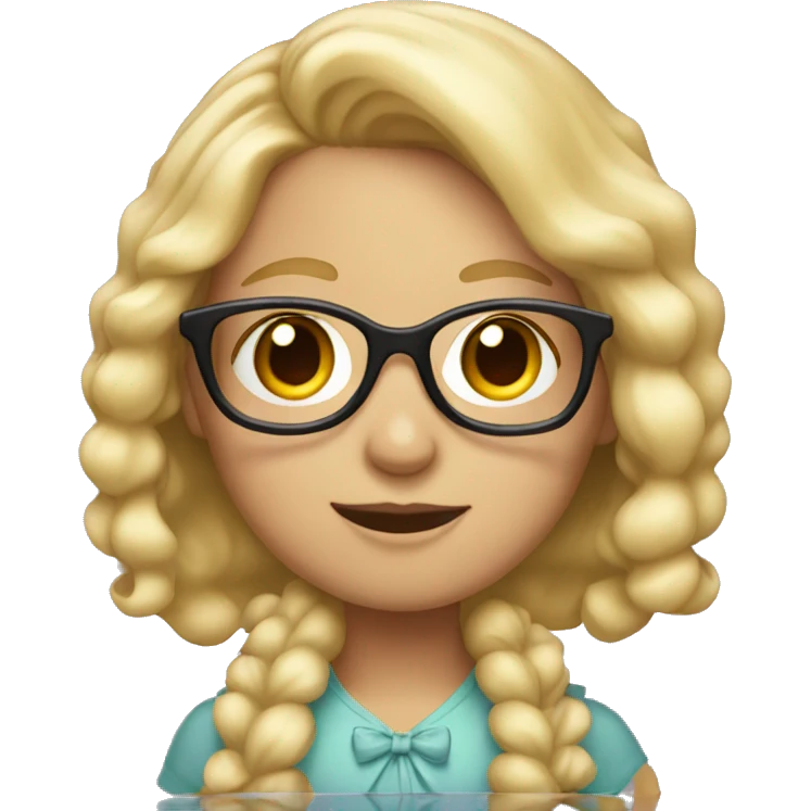 Girl with blond hair and glasses with bows in her hair  emoji