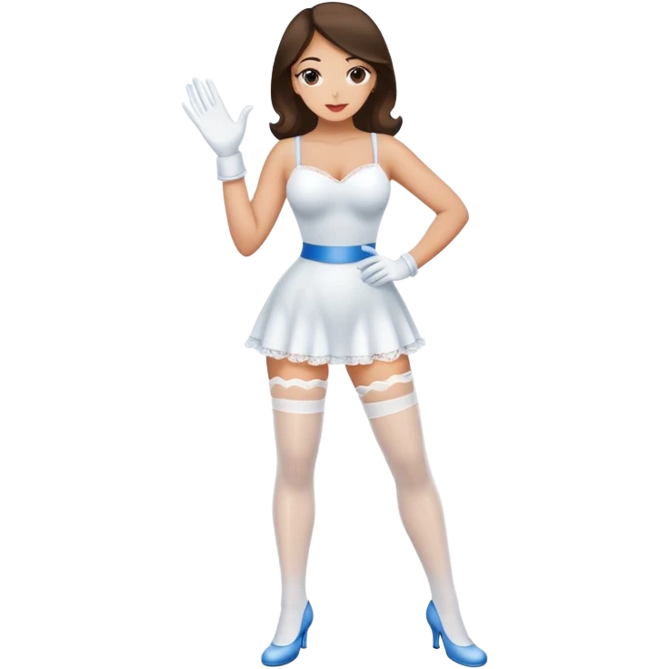fully latina naked girl, full body, wears only white stockings and white gloves emoji