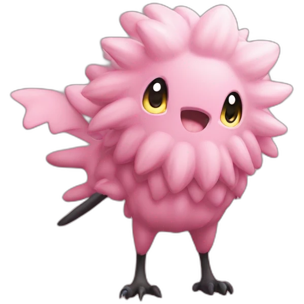 cute pink pokemon standing alertly emoji | AI Emoji Generator