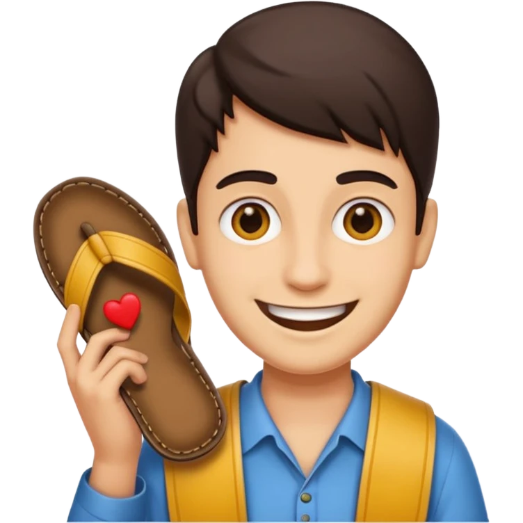 Smile, holding a chappal, emoji emoji