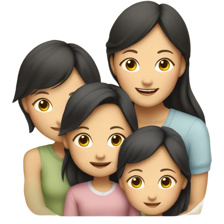 Mom vietnamese and 3 daughers  emoji