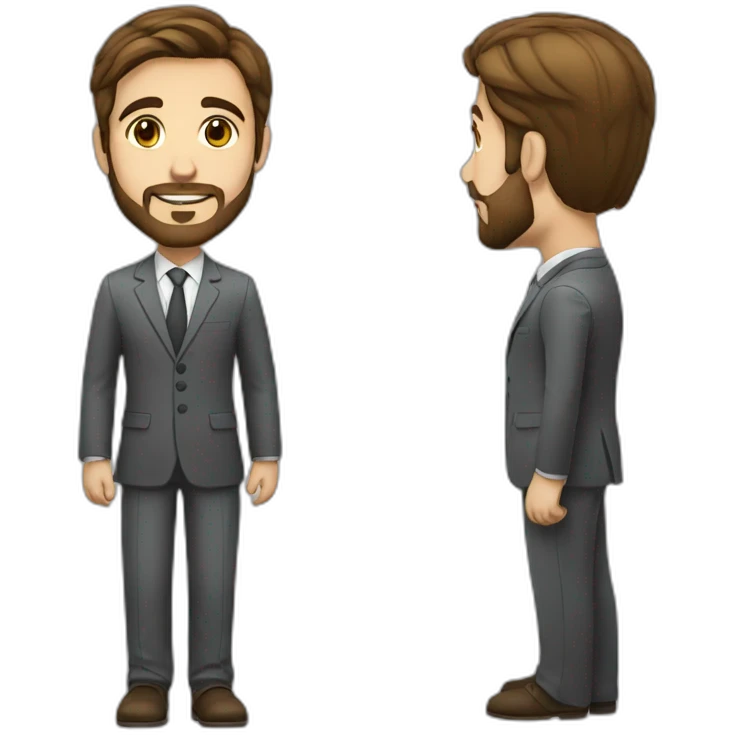 brazilian white young lawyer with good short brown hair and beard emoji