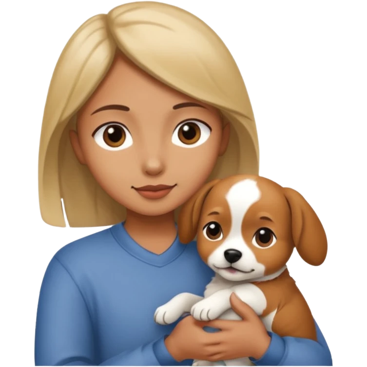 Um coração a segurar um cão no colo emoji
