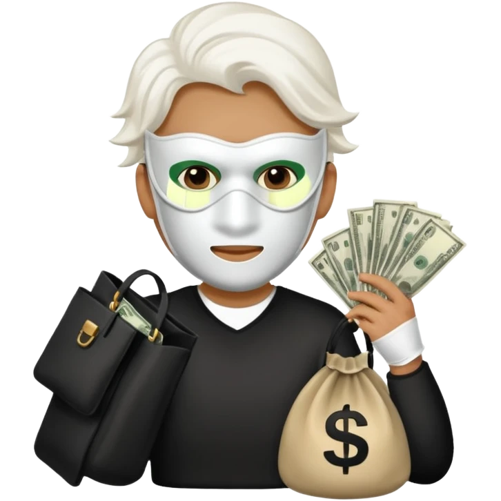 Ladron con una bolsa de dinero al lado suyo emoji