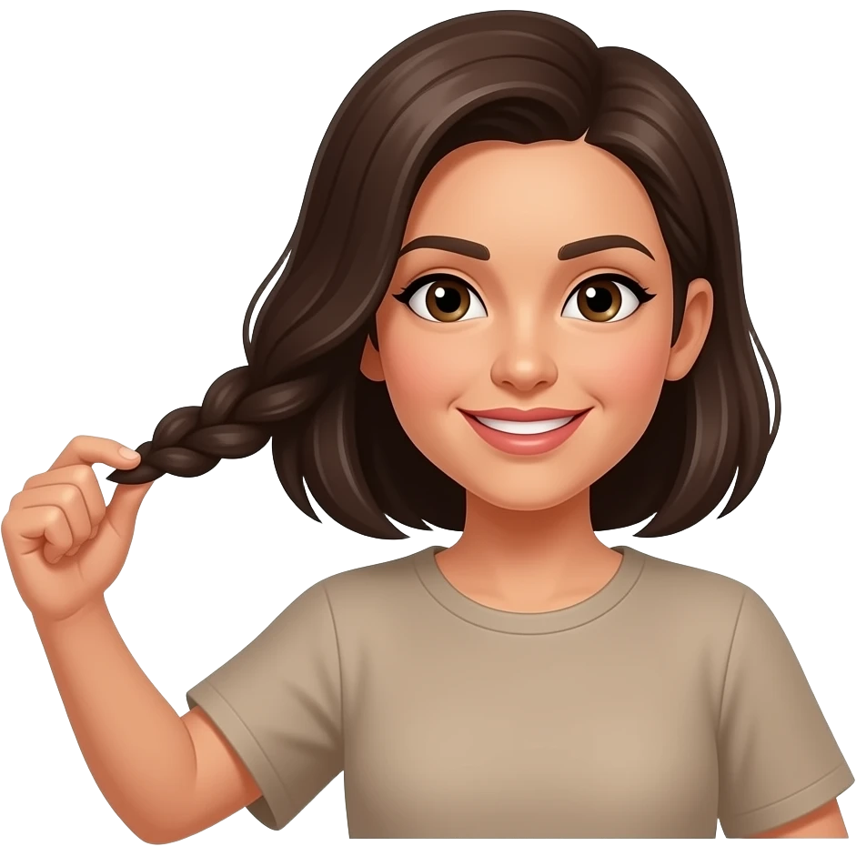 Una mujer luciendo su cabello y diciendo osea emoji