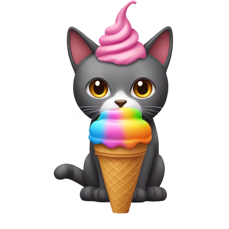 Cat with an ice cream emoji