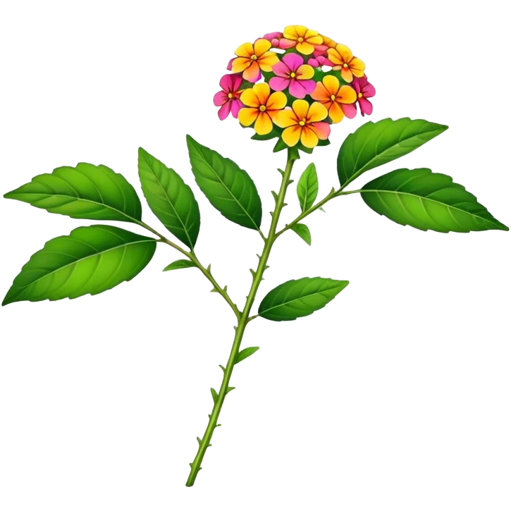 single Lantana flower, stem, leaf emoji
