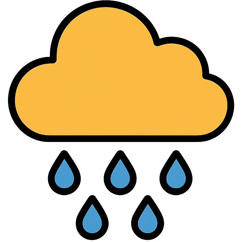 rain icon, simple and clear, colored lineal with black outlines emoji