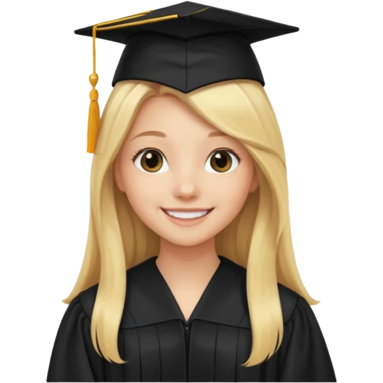 Blonde girl with long wait with graduation gown emoji