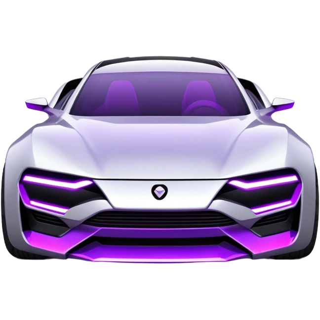 futuristic silver and black and white and purple cyberpunk car emoji