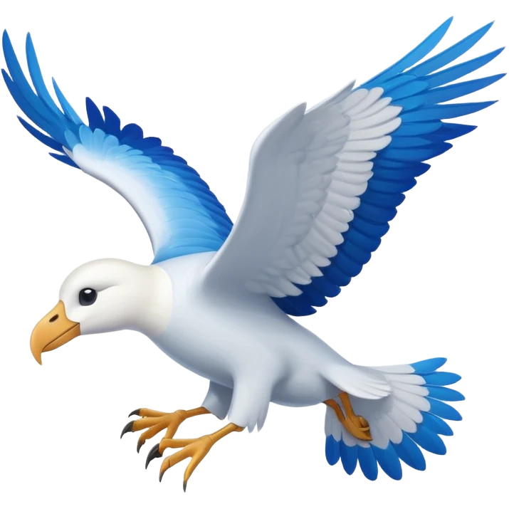 Albatross flying blue instead of black wings emoji
