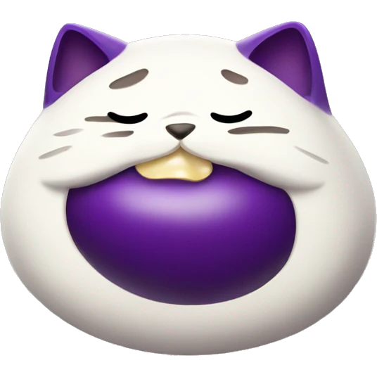 Fat cat eating eggplant  emoji