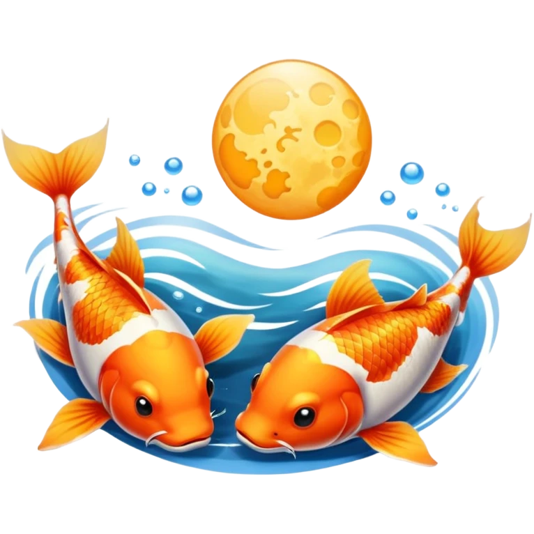 dos peces koi nadando alrededor del sol y la luna emoji