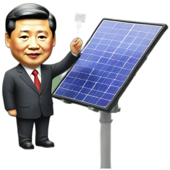 Xi Jinping holds a solar panel emoji