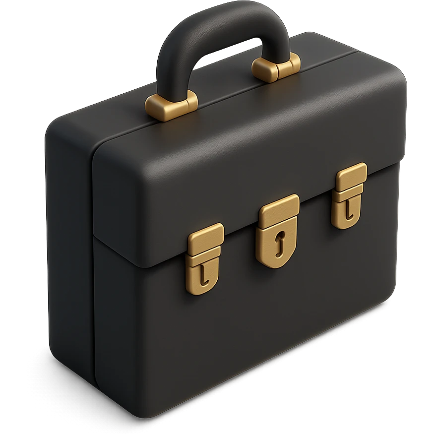 a briefcase in 3D black style emoji