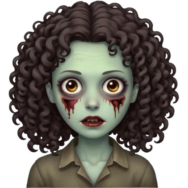 zombie woman with curly, slightly voluminous dark brown hair  emoji