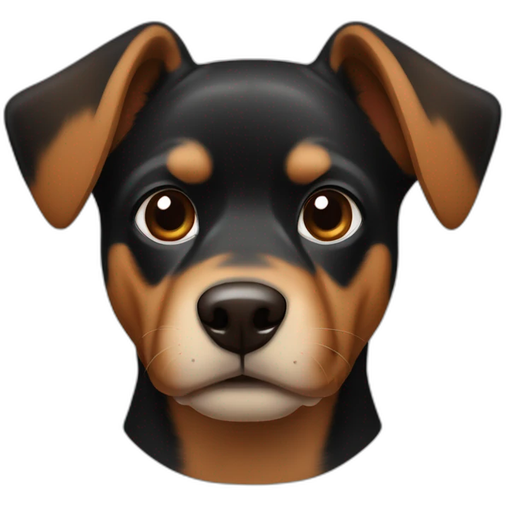 Black and brown color pinsher (dog) with up ears emoji
